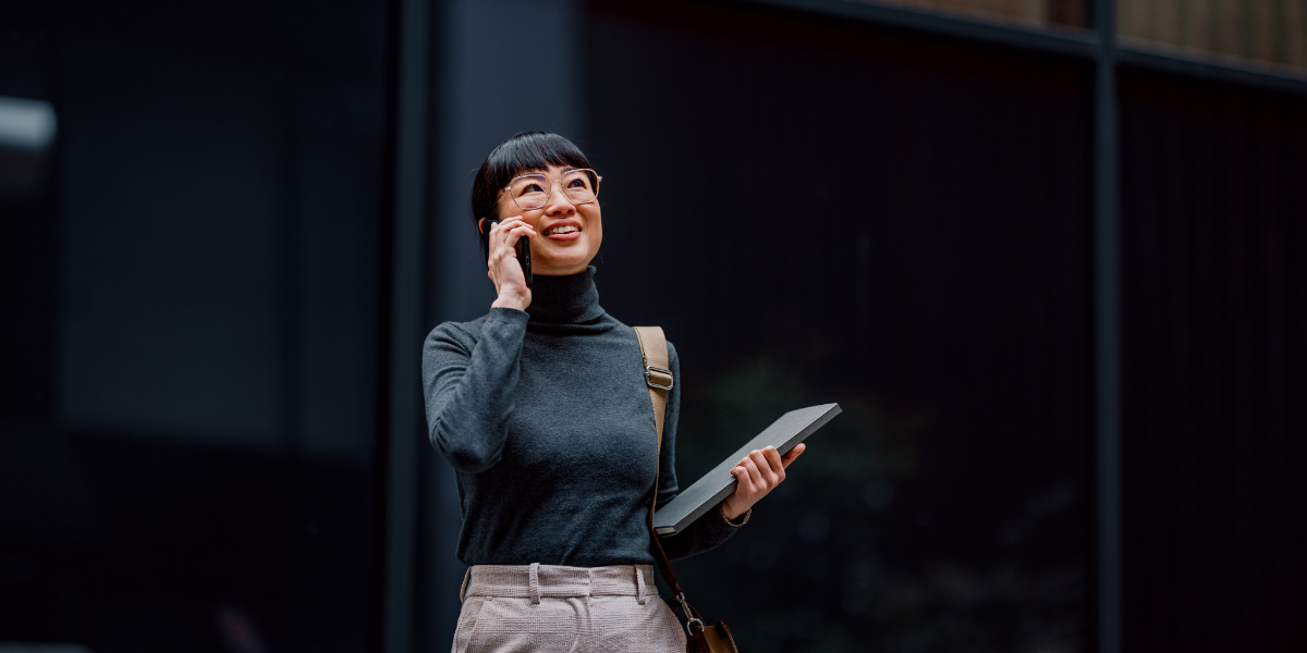 a business woman talking on the phone