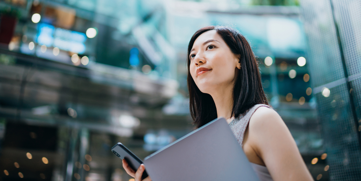 woman with tablet and phone