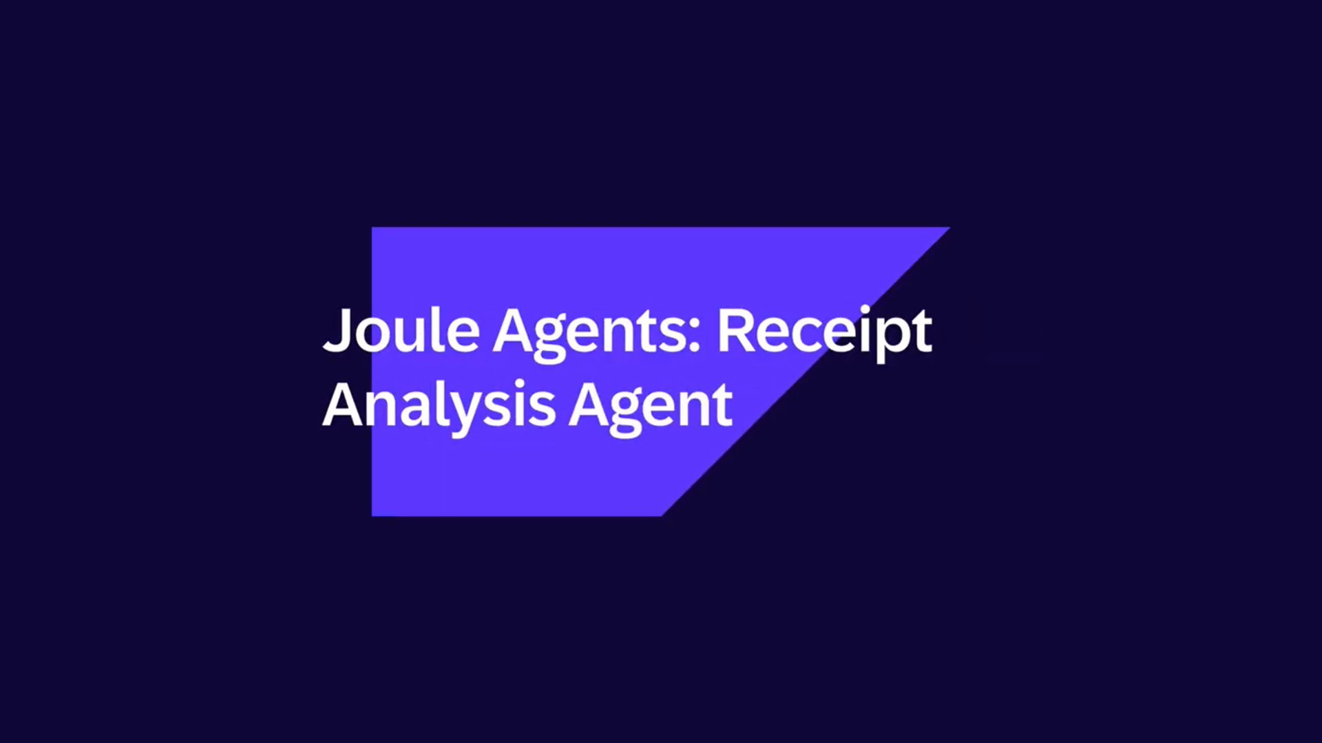 Joule Agents: Receipt Analysis Agent Demo 