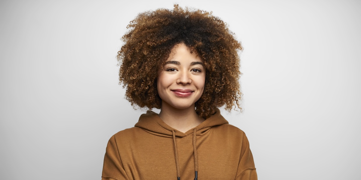 woman giving a cheeky smile