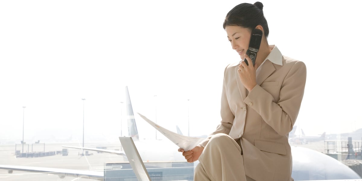 business traveler waiting at airport