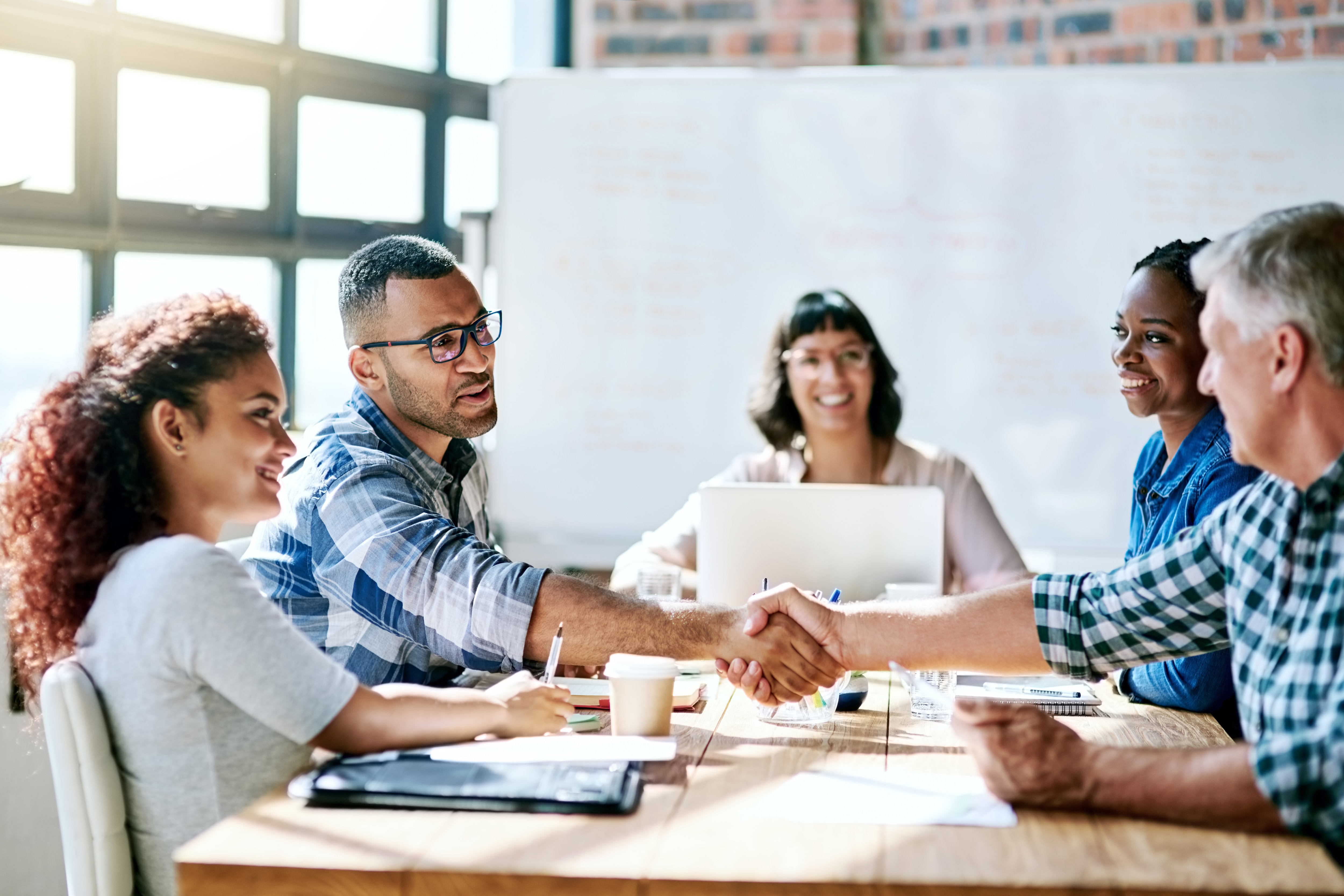 Business professionals collaborating
