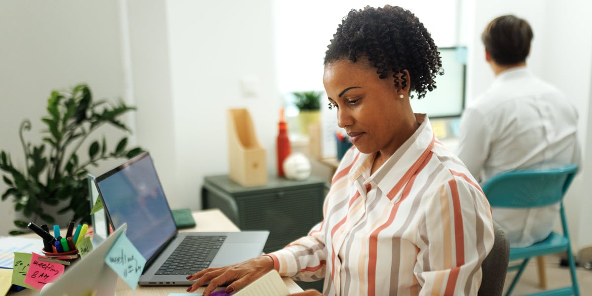 woman working at desk