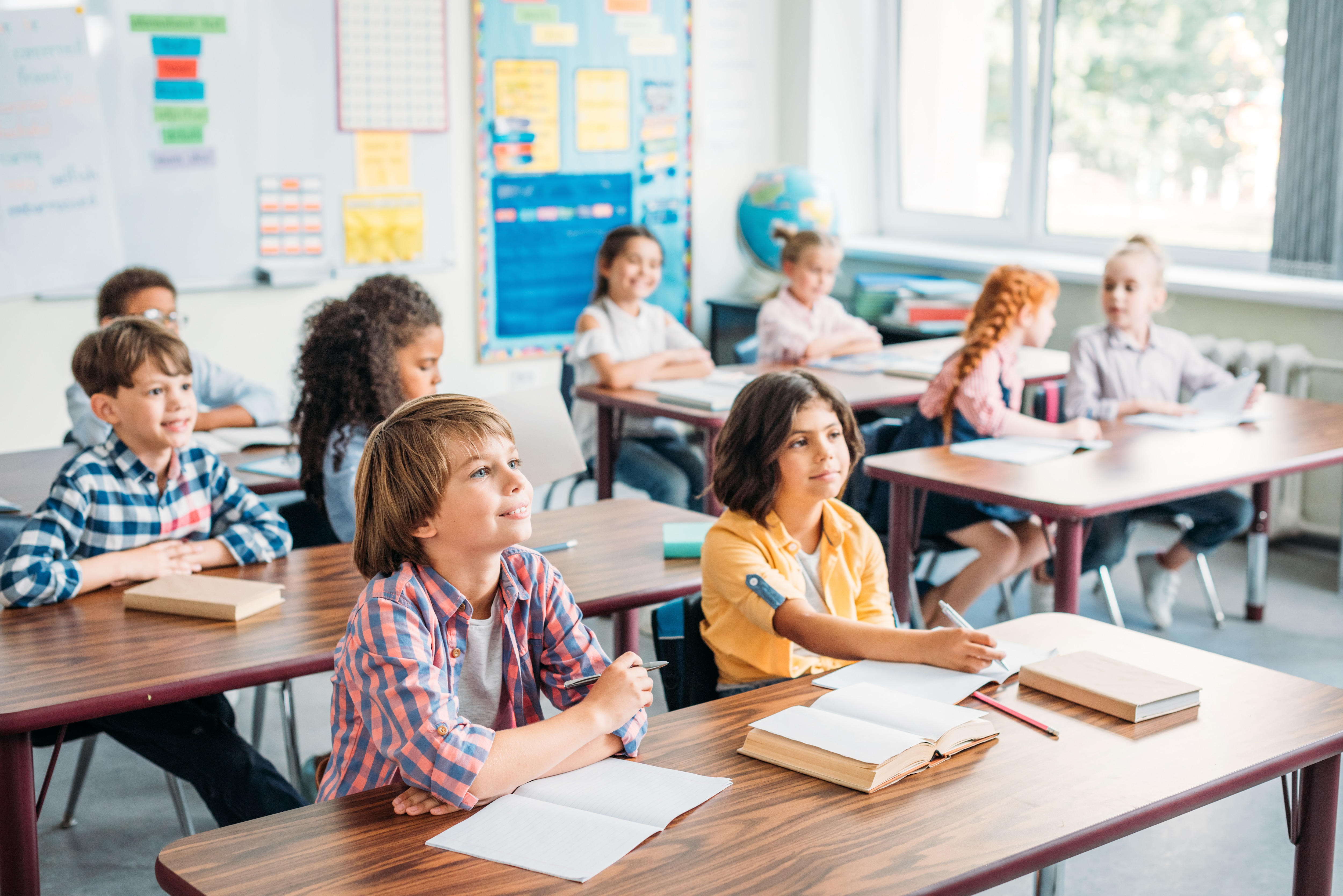 K-12 students in a classroom