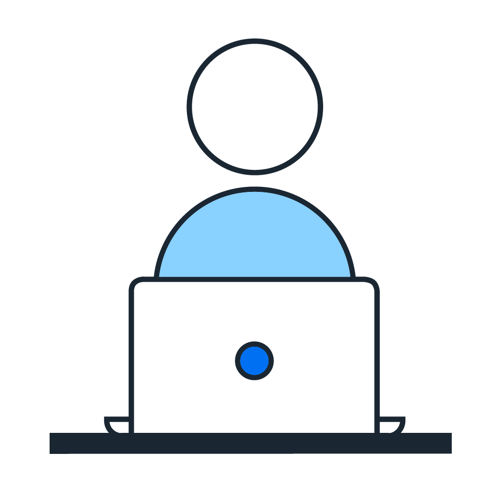 person with laptop pictogram
