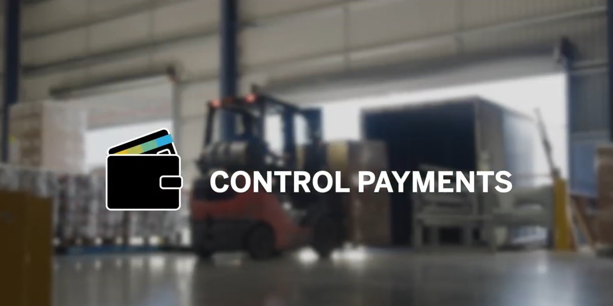 Screen shot of the video with an icon of a wallet and the words "control payments" on the screen