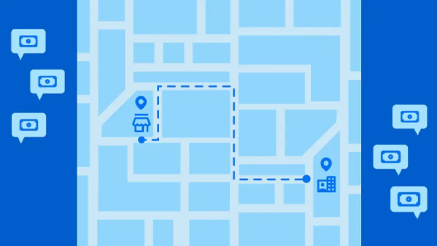 Artistic representation of a route on a map