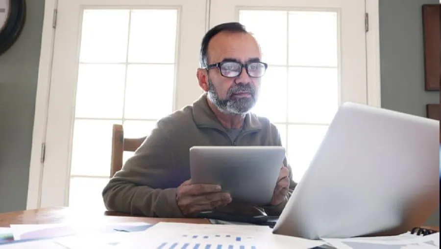Man looking at computer screen