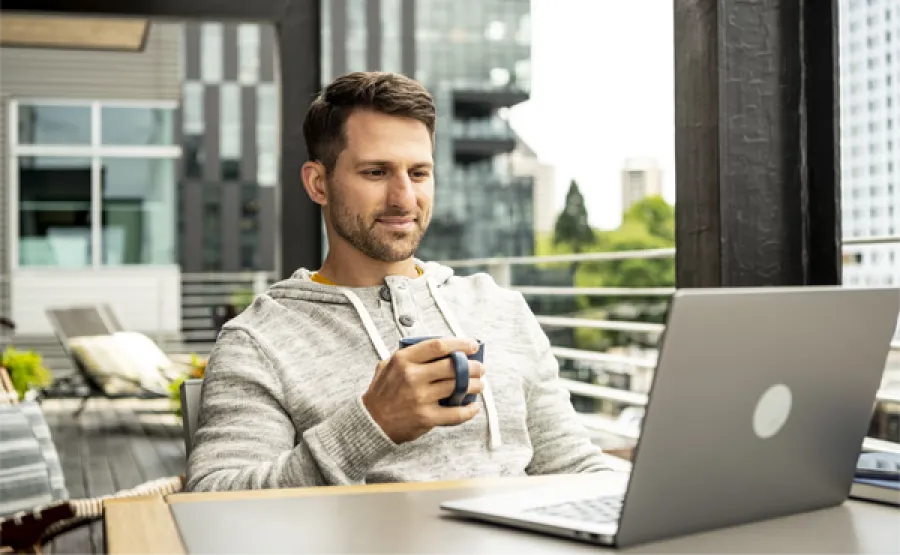 business professional using laptop
