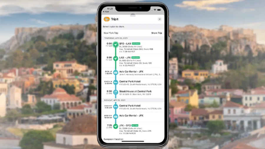 Tripit Pro interface on phone screen