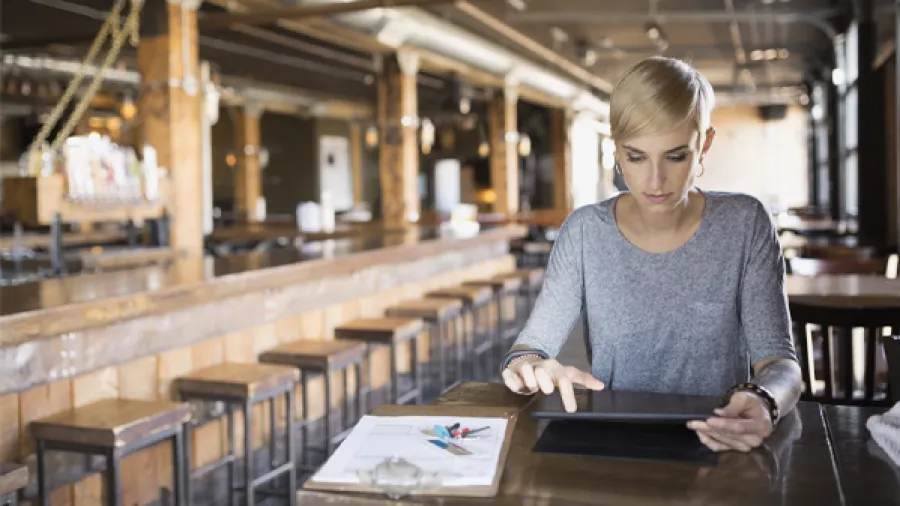 woman working on a tablet