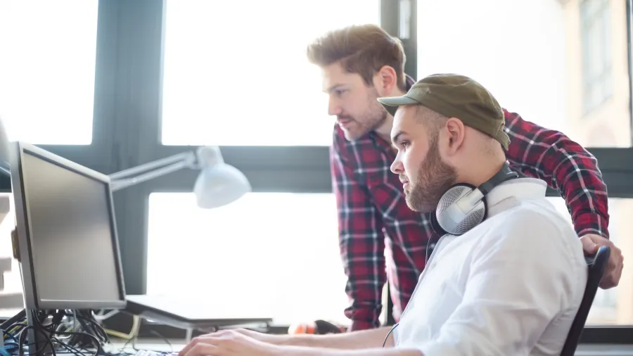 two people working in an office