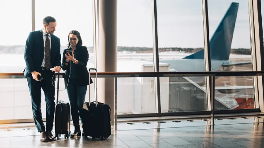 business travelers in airport