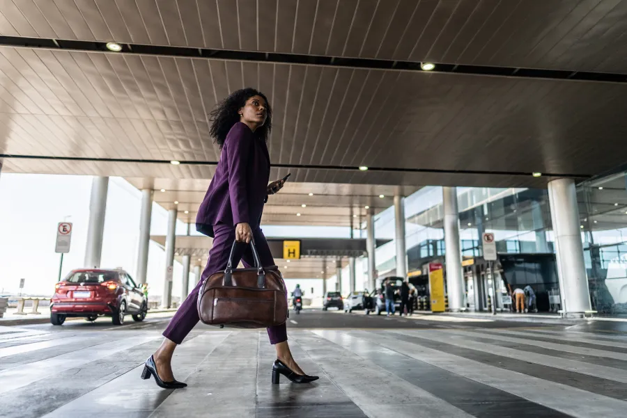 business traveler on the go