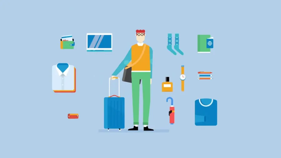 Cartoon man with luggage