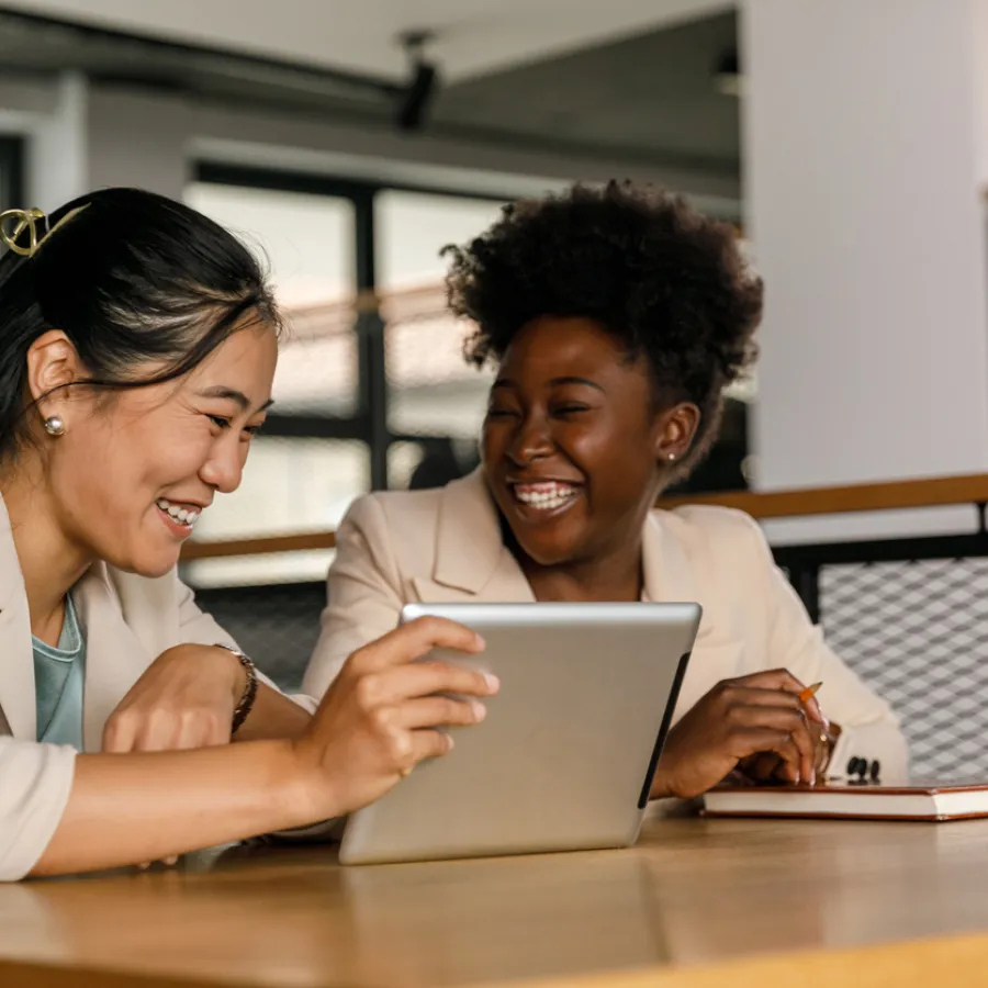 two people working together