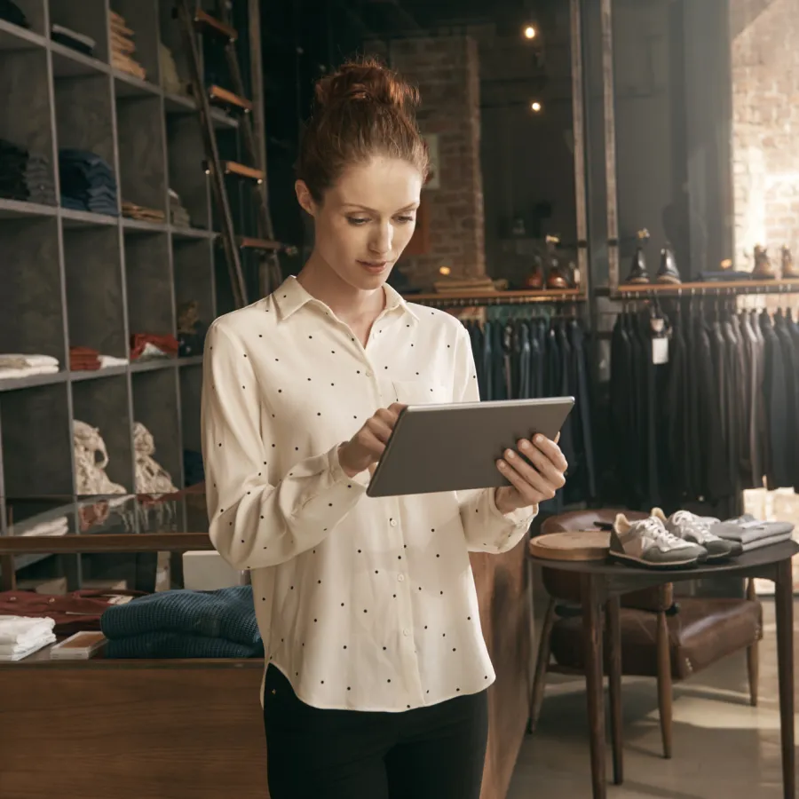 woman working on ipad