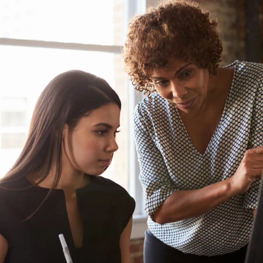 two women at computer