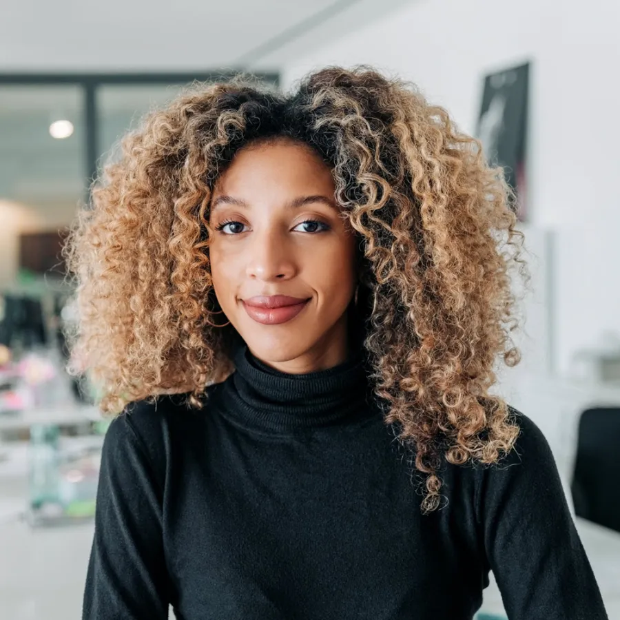 Smiling woman in office