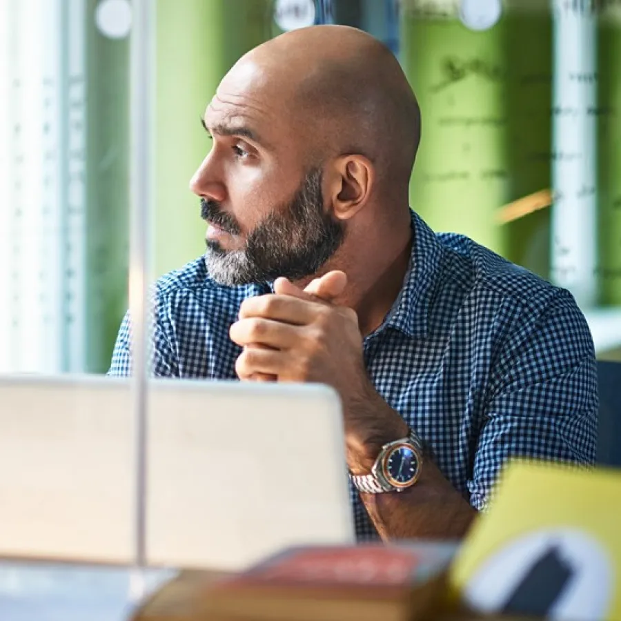 man at desk