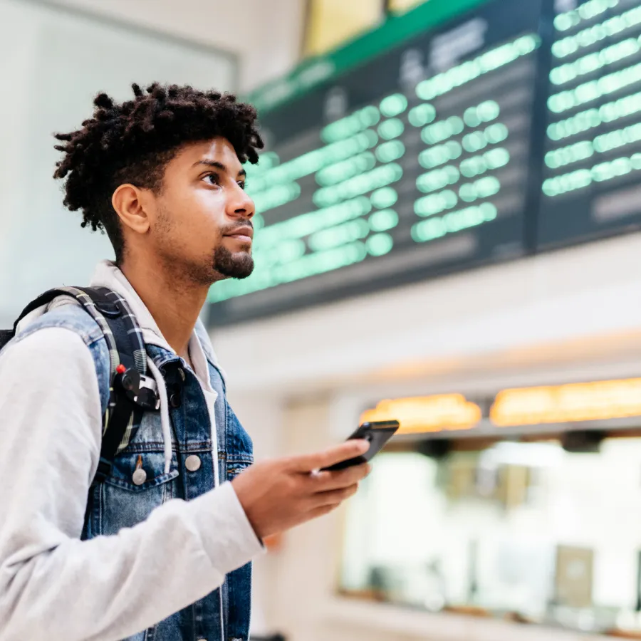 business traveler at airport 