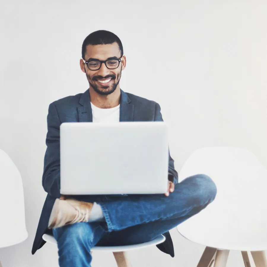 Man looking at laptop computer
